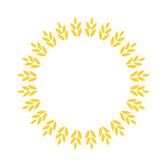 Wreath of wheat. Isolated on white. Silhouette. Round frame, border. Winner, award, decorative element, banner.