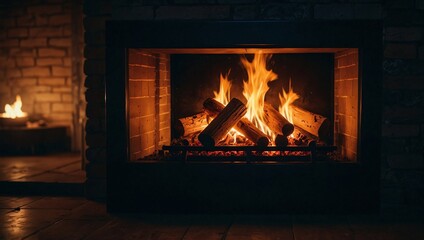 photo of a fireplace in the middle of the house made by AI generative