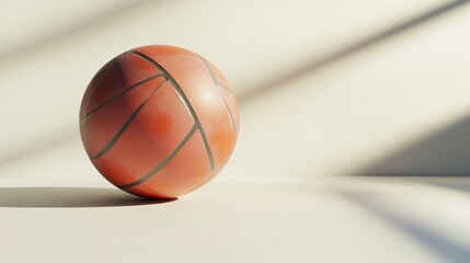 Fototapeta premium Glossy volleyball suspended on a white background with faint shadowing