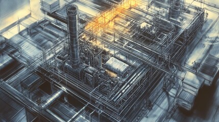 Obraz premium Futuristic Robotic Arm Assembling Electronic Components: A Stunning Poster for High-Tech Interior Décor, Featuring Sleek Design and Vibrant Blue and Orange Lighting in a Modern Industrial Setting.