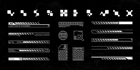 Futuristic streetwear cyberpunk interface element technology graphic vector design template