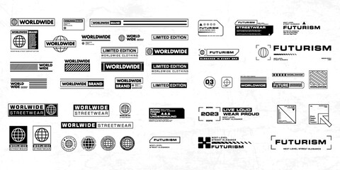 Futuristic streetwear cyberpunk interface element technology graphic vector design template