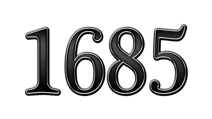 black metal 3d design of number 1685 on white background.