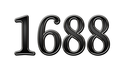 black metal 3d design of number 1688 on white background.