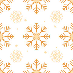 Abstract Seamless Pattern Golden Snowflakes for Christmas and New Year, texture clothing scarf decoration