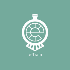 Logos are the words e-Train. Outline and unique.