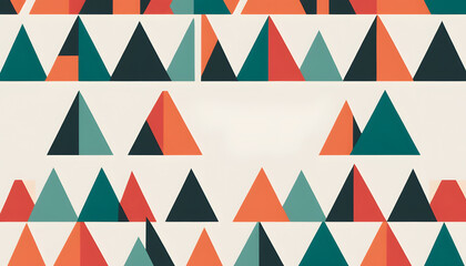 Colorful geometric mountain pattern design, vibrant abstract style, copy space