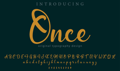 Once Font Stylish brush painted an uppercase vector letters, alphabet, typeface