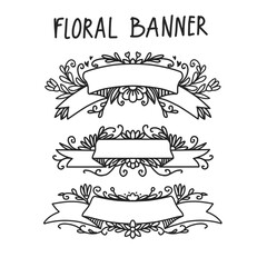 Decorative set featuring blank ribbon banners in various shapes, along with leaf accents and classic ornaments. Ideal for labels, vintage designs, and adding an elegant touch to project