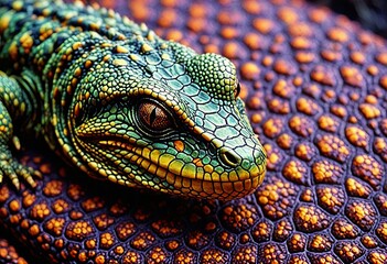 Fototapeta premium Elegant Reptile skin with psychedelic fractal patterns