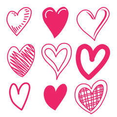 Heart shape doodle, hand drawn line art suitable for valentine theme design and any graphic design needs