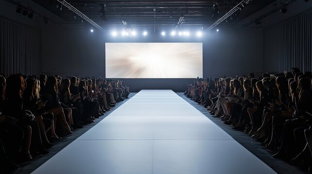 A Runway Awaits with a Crowd of Spectators Silhouetted in Anticipation
