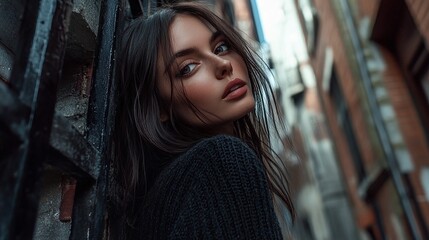 Obraz premium Stylish fashion model posing in an urban setting