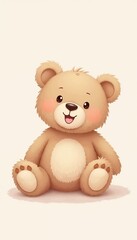 Obraz premium Cute teddy bear illustration on white background