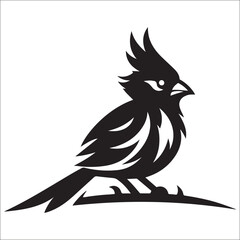 silhouette of a cardinal on white, Sketch of northern cardinal or redbird vector icon, Set of Cardinal Birds Silhouette, Northern cardinal
