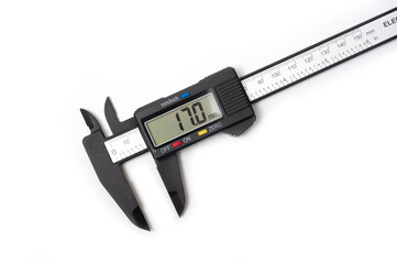 Electronic caliper with display photographed on a white background.