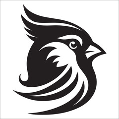 silhouette of a cardinal on white, Sketch of northern cardinal or redbird vector icon, Set of Cardinal Birds Silhouette, Northern cardinal