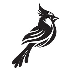 silhouette of a cardinal on white, Sketch of northern cardinal or redbird vector icon, Set of Cardinal Birds Silhouette, Northern cardinal