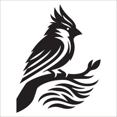 silhouette of a cardinal on white, Sketch of northern cardinal or redbird vector icon, Set of Cardinal Birds Silhouette, Northern cardinal