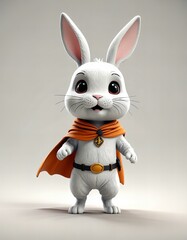 Photo Minimalist chibi superhero rabbit character design.
