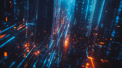 Obraz premium Smart digital city with connection cyber security network reciprocity over the cityscape . future smart wireless digital city and social media networking systems that connects people within the city