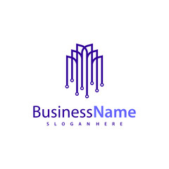 Modern Tech City logo design vector illustration, Creative Tech Modern Building logo concepts
