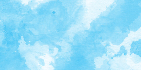 Blue watercolor abstract cloudy sky background, Abstract vector blue watercolor paint splash, Colorful gradient ink colors wet effect hand drawn paper texture background.