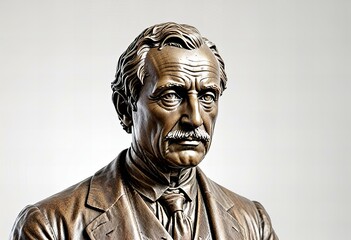 Stunning Physicist statue on a white background.