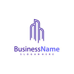 Modern Tech City logo design vector illustration, Creative Tech Modern Building logo concepts