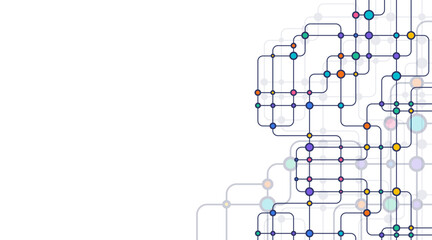 Circuit connect lines and dots. Network technology and Connection concept. Decentralized network nodes connections