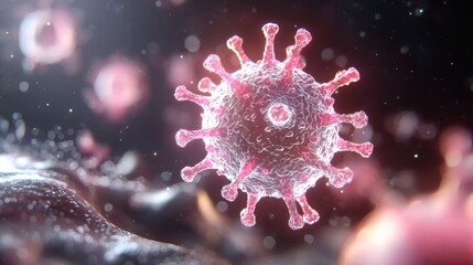 Obraz premium Vivid Abstract Virus Cell Floating in Colorful Background