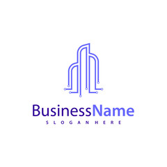 Modern Tech City logo design vector illustration, Creative Tech Modern Building logo concepts