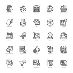 Online Shopping icon pack for your website, mobile, presentation, and logo design. Online Shopping icon outline design. Vector graphics illustration and editable stroke.