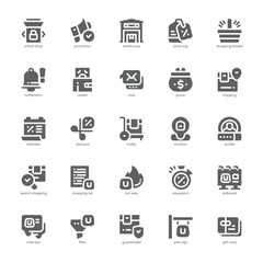Online Shopping icon pack for your website, mobile, presentation, and logo design. Online Shopping icon glyph design. Vector graphics illustration and editable stroke.