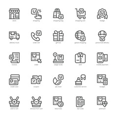 Online Shopping icon pack for your website, mobile, presentation, and logo design. Online Shopping icon outline design. Vector graphics illustration and editable stroke.