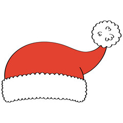 Santa claus hat or fluffy christmas hat filled outline doodle hand drawn