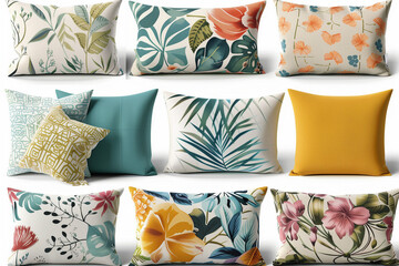 collection Set of different decor styles of vantage and modern bedding or sofa cushion or pillow...