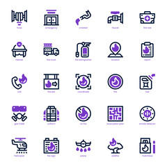 Firefighter icon pack for your website, mobile, presentation, and logo design. Firefighter icon dual tone design. Vector graphics illustration and editable stroke.