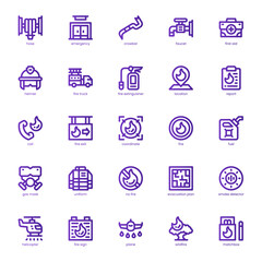 Firefighter icon pack for your website, mobile, presentation, and logo design. Firefighter icon basic line gradient design. Vector graphics illustration and editable stroke.