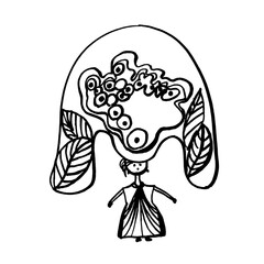 silhouette of a person,hat of leaf,art ,lady