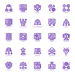 Business Intelligent icon pack for your website, mobile, presentation, and logo design. Business Intelligent icon basic line gradient design. Vector graphics illustration and editable stroke.