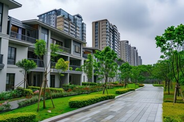 Apartment buildings city architecture housing.