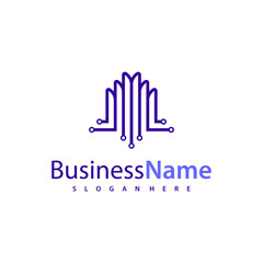 Modern Tech City logo design vector illustration, Creative Tech Modern Building logo concepts