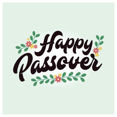 Happy Easter text with flowers and leaves. Christian religious celebration. Passover Day concept. Flat vector illustration. © berkah design