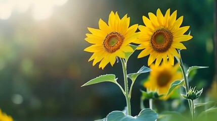 Fototapeta premium Sunflowers thrive in vibrant sunlight