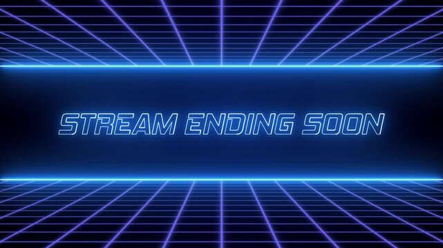 Stream Ending Soon Neon glow with grid seamless loop for live stream overlay