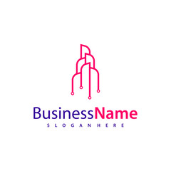 Modern Tech City logo design vector illustration, Creative Tech Modern Building logo concepts
