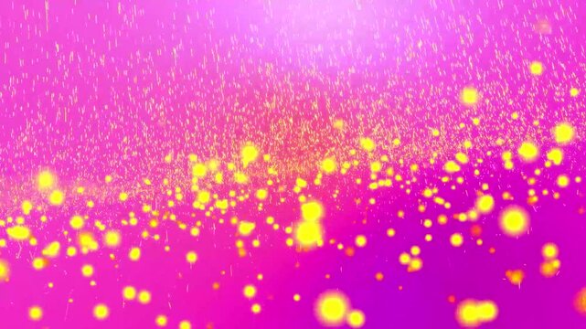 Aufsteigende gelbe Lichtpartikel; fantastische gelbe funkelnde Partikel und rot-lila Vitamin-Farbverlauf Hintergrundanimation.
