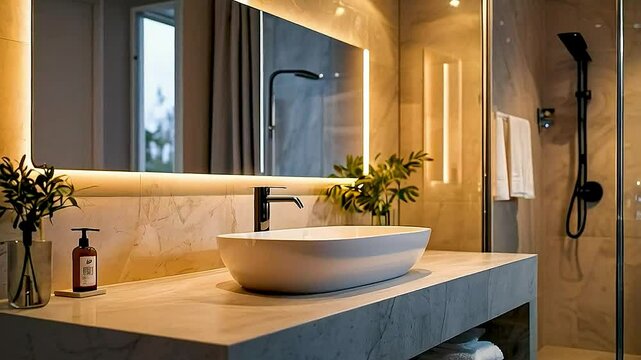 a bathroom with a sink and mirror