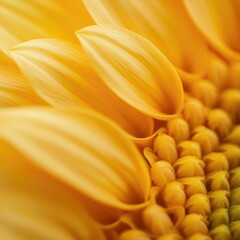 Obraz premium Close-up of vibrant yellow sunflower petals, showcasing detailed textures and colors. macro texture background.